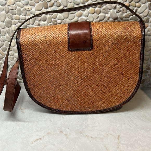 Handmade crossbody wicker and leather vintage purse UNIQUE HANDMADE - Picture 4 of 13